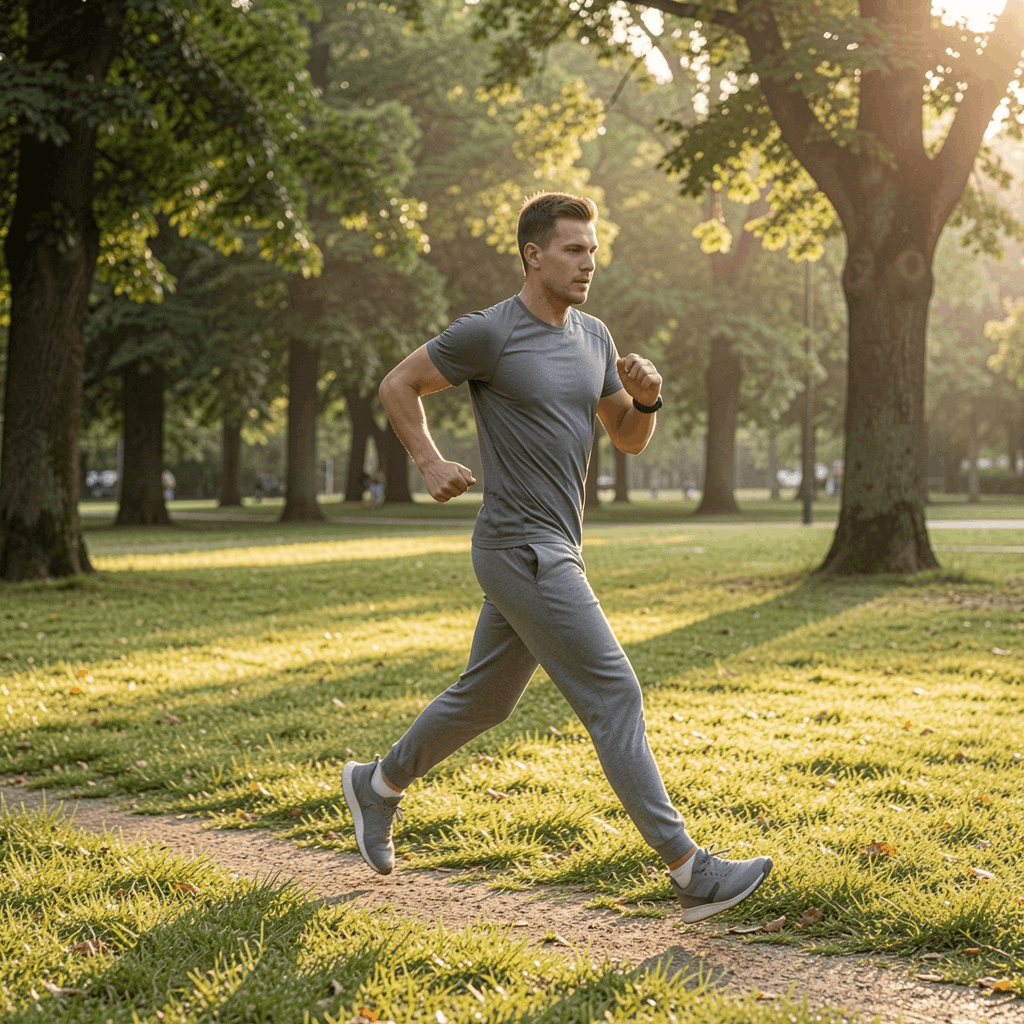 Person practicing outdoor movement in a park setting