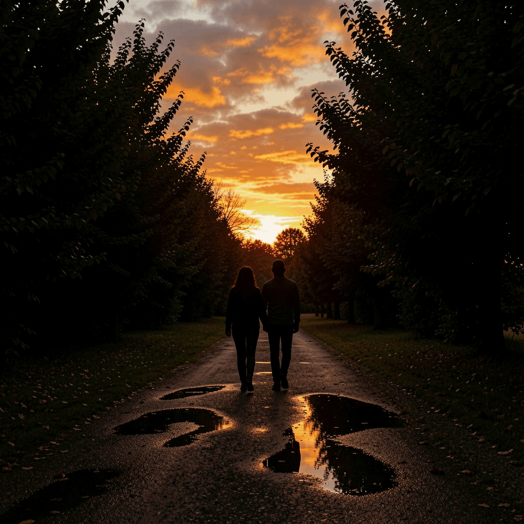 Evening outdoor walk during sunset